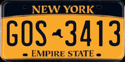 NY license plate GOS3413