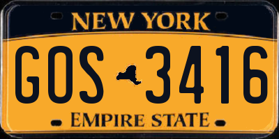 NY license plate GOS3416