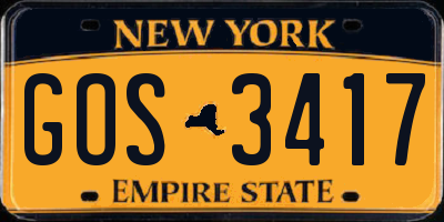 NY license plate GOS3417