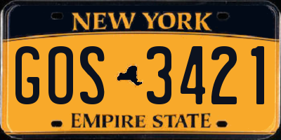 NY license plate GOS3421