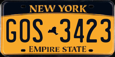 NY license plate GOS3423