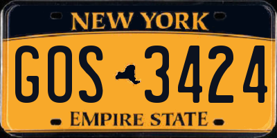 NY license plate GOS3424