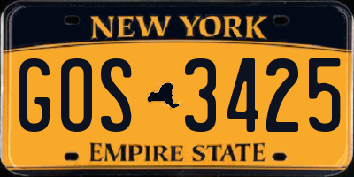 NY license plate GOS3425