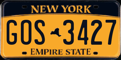 NY license plate GOS3427