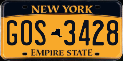 NY license plate GOS3428