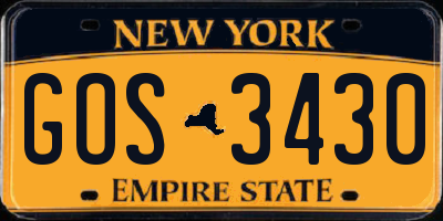 NY license plate GOS3430