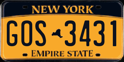 NY license plate GOS3431