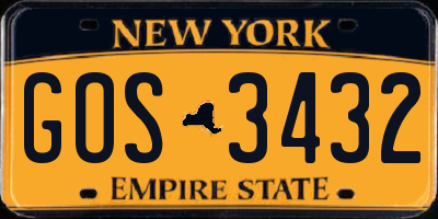 NY license plate GOS3432