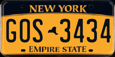NY license plate GOS3434