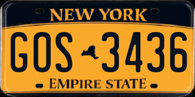 NY license plate GOS3436