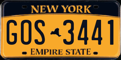 NY license plate GOS3441