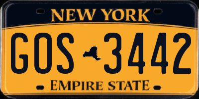 NY license plate GOS3442