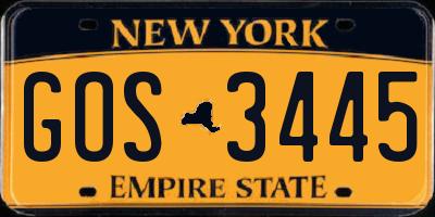 NY license plate GOS3445