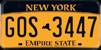 NY license plate GOS3447
