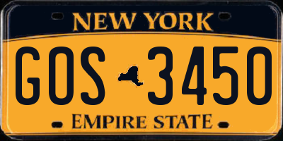 NY license plate GOS3450