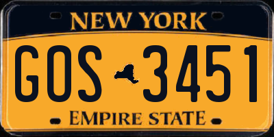 NY license plate GOS3451