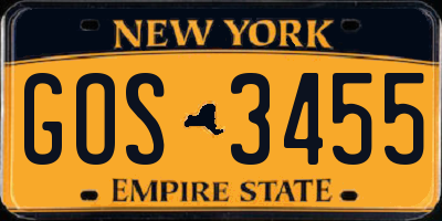 NY license plate GOS3455