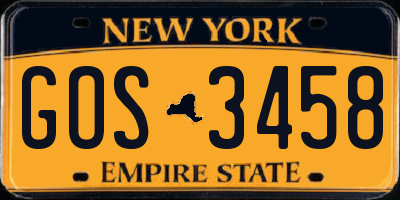 NY license plate GOS3458