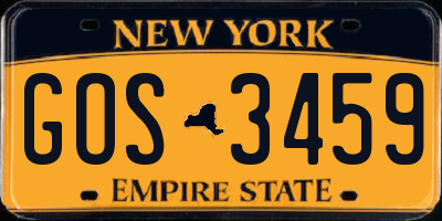 NY license plate GOS3459