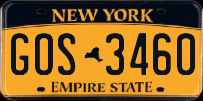 NY license plate GOS3460