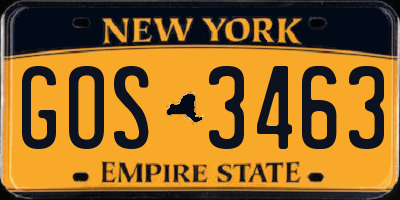 NY license plate GOS3463