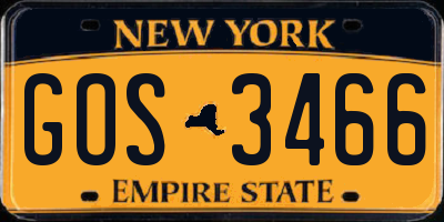 NY license plate GOS3466