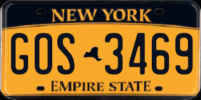 NY license plate GOS3469