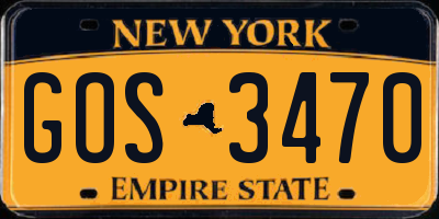 NY license plate GOS3470