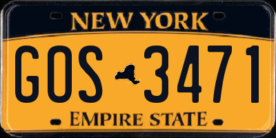 NY license plate GOS3471
