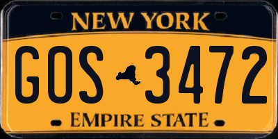 NY license plate GOS3472