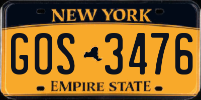 NY license plate GOS3476