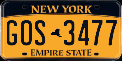 NY license plate GOS3477