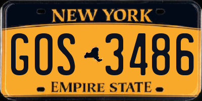 NY license plate GOS3486