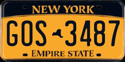 NY license plate GOS3487