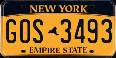 NY license plate GOS3493