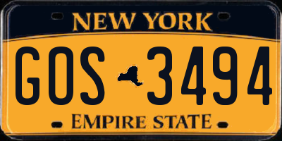 NY license plate GOS3494