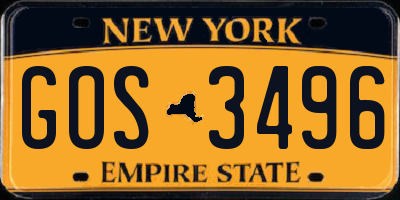 NY license plate GOS3496