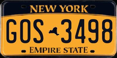 NY license plate GOS3498