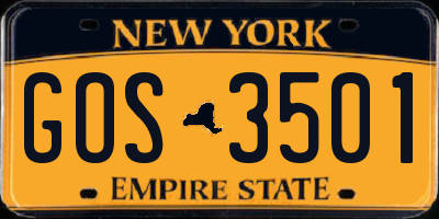 NY license plate GOS3501