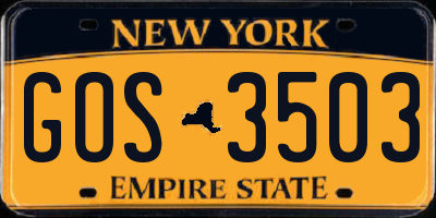 NY license plate GOS3503