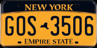 NY license plate GOS3506