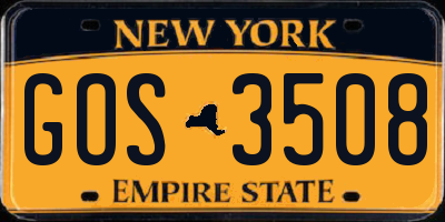 NY license plate GOS3508