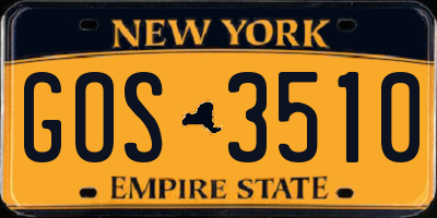 NY license plate GOS3510