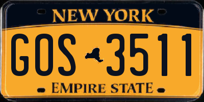 NY license plate GOS3511