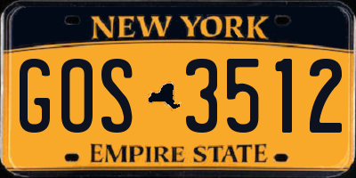 NY license plate GOS3512