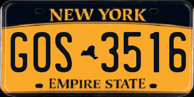 NY license plate GOS3516