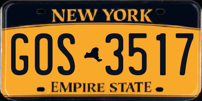 NY license plate GOS3517