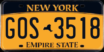 NY license plate GOS3518