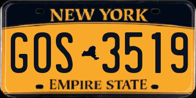 NY license plate GOS3519
