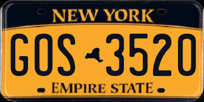 NY license plate GOS3520
